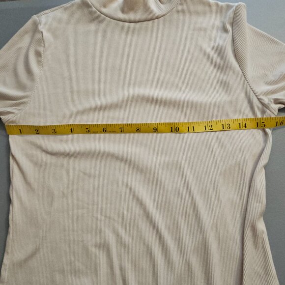 No Boundaries Mock Neck Ribbed Long Sleeve Top โ Cream / Ivory โ Size M (8-10) - Picture 7 of 8